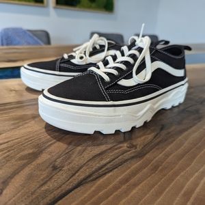 Black Vans platform sneakers, size 8.5 women's